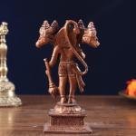 Pure Copper Panchmukhi Hanuman Idol | 4.2" x 3" x 2" (10.7 x 7.6 x 5.1 cm) | 450g Five-Faced Sacred Art | Divine Protection Murti